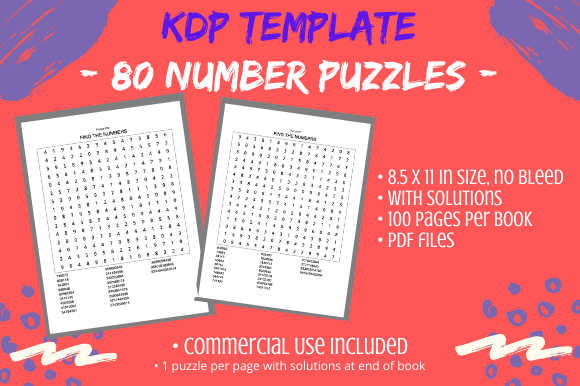80 Number Search Puzzles Book Interior: A Practical Resource for Puzzle Creators and KDP Publishers
