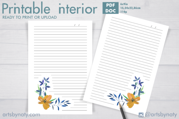 Lined Journal with Floral Corners: A 6x9 Writing Tool