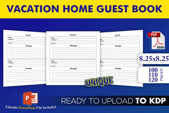Vacation Home Guest Book KDP Interior Templates